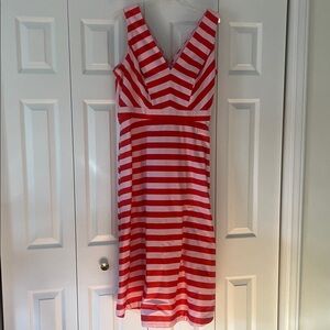 Boden Pink Panelled Stripe Bodice Midi Dress